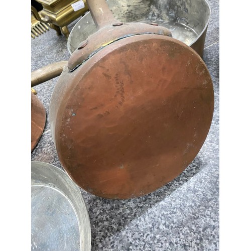 283 - 5 antique copper pans