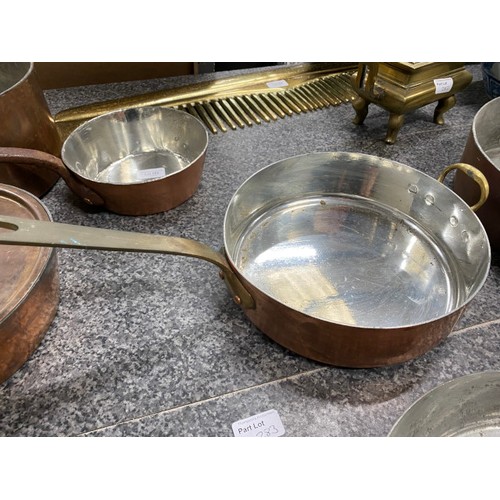 283 - 5 antique copper pans