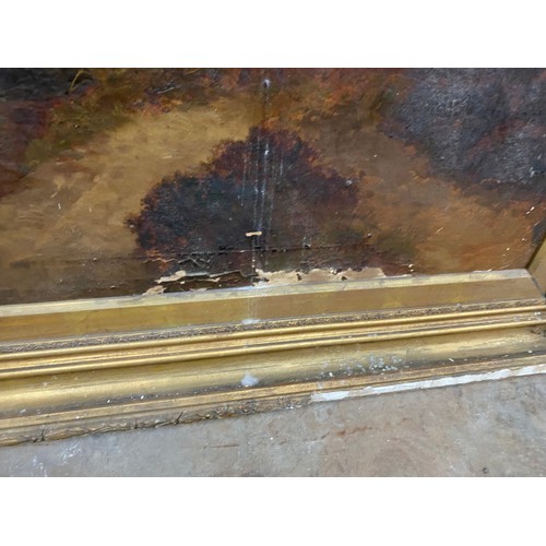 155 - 2 Antique gilt framed oil on canvas (both sold as seen) 160 x 110cm