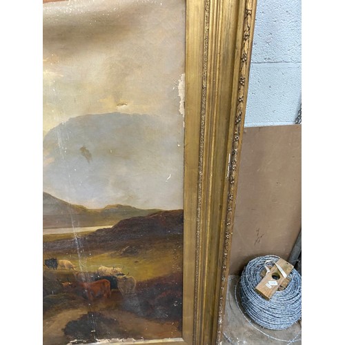 155 - 2 Antique gilt framed oil on canvas (both sold as seen) 160 x 110cm