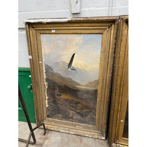 155 - 2 Antique gilt framed oil on canvas (both sold as seen) 160 x 110cm