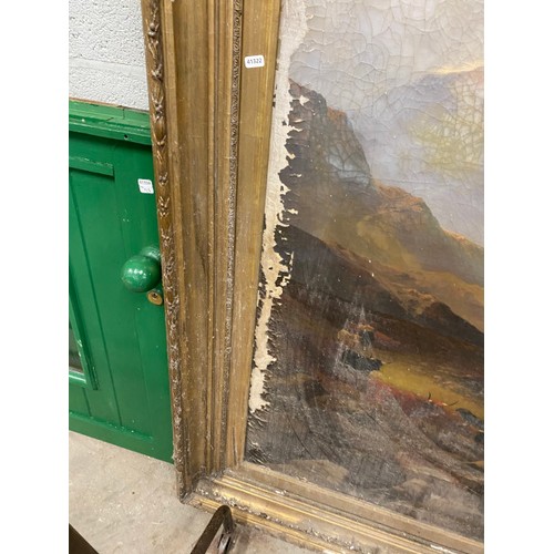 155 - 2 Antique gilt framed oil on canvas (both sold as seen) 160 x 110cm