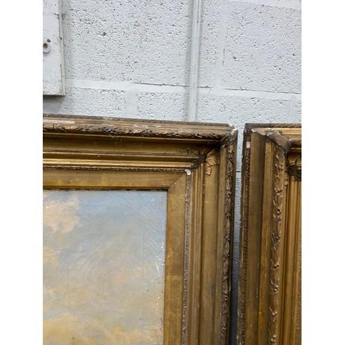 155 - 2 Antique gilt framed oil on canvas (both sold as seen) 160 x 110cm