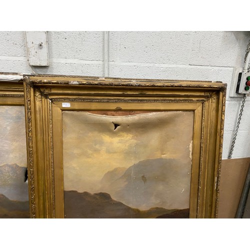 155 - 2 Antique gilt framed oil on canvas (both sold as seen) 160 x 110cm