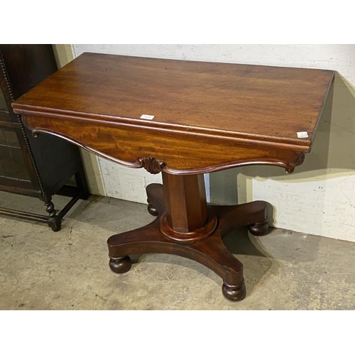 101 - Victorian mahogany fold over tea table 73H 95W 45-90D