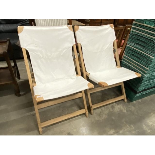 109 - Pair of beech framed folding garden chairs 92H 58W 80D