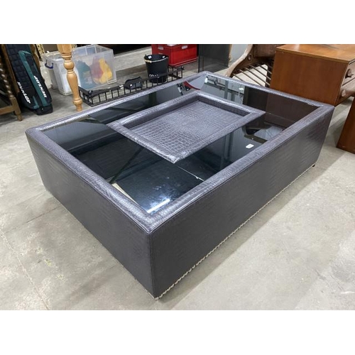 134 - Contemporary grey leather effect coffee table 45H 140W 100D