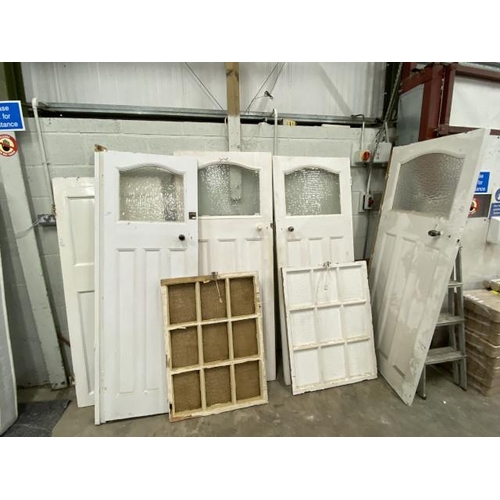 137 - 4 Edwardian painted half glazed internal doors 1998H 672W 38D, 2020H 810W 38D, 2024H 760W 38D & 2006... 