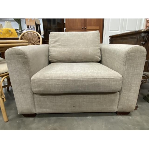 146 - Oatmeal chenille effect armchair 67H 110W 100D