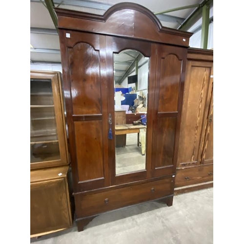 153 - Victorian mahogany mirror door wardrobe 214H 122W 48D