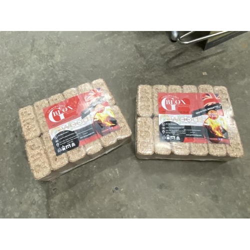 157 - 2 packs of ready to burn wood fuel briquettes - 100% homegrown virgin wood (less than 10% moisture)