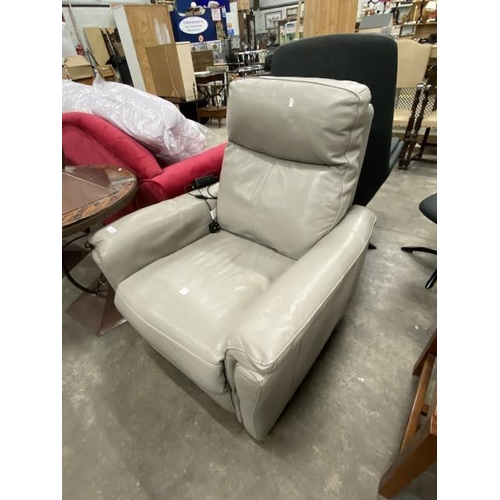 164 - Grey leather electric reclining armchair 88W (power lead as found)