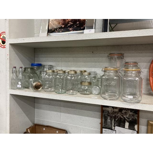 339 - Collection of glass preserve jars inc. 20 Kilner jars/bottles