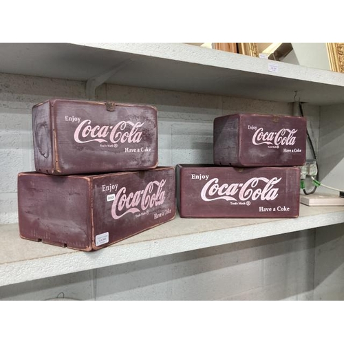 345 - 2 pairs of wooden Coca-Cola storage crates, largest 35W 15H 21D