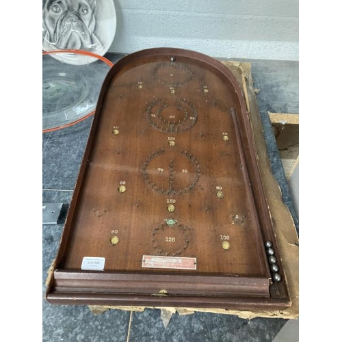 346 - Boxed Corinthian bagatelle board with 6 steel balls, box as found