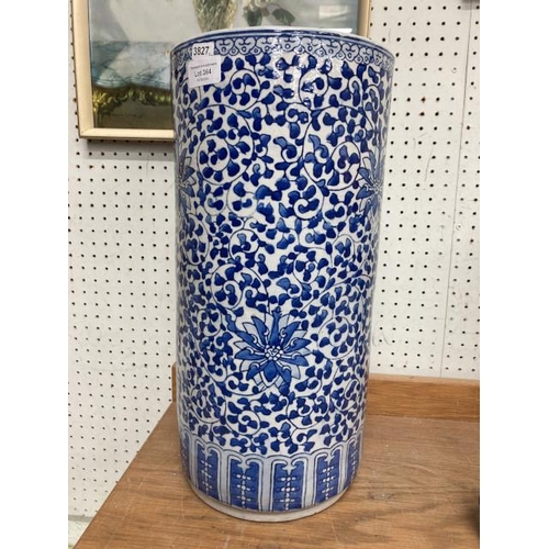 364 - Blue & white pottery stick/ umbrella stand 45H