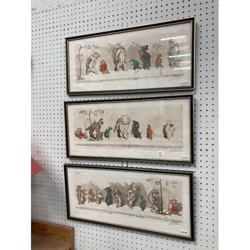 393 - 3 framed signed Boris O'Klein (1893-1985) 'Dirty Dogs Of Paris' coloured etchings, 'Each In Turn', '... 