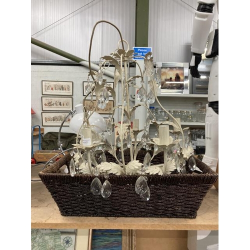 413 - Cream metal chandelier