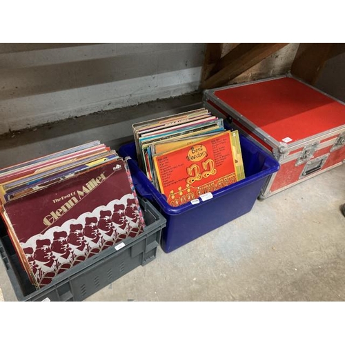 433 - 2 boxes of LP's inc. Glenn Miller, Perry Como, Max Bygraves etc., & a flight case