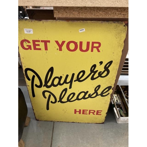 439 - Reproduction metal 'Player's Please' sign, NEW 70x50cm