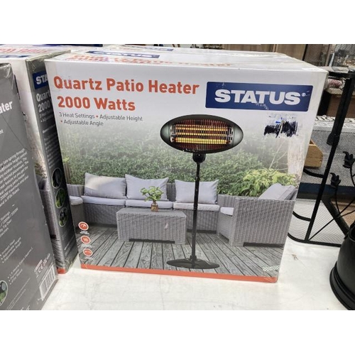 477 - Boxed Status Quartz patio heater 2000w with 3 settings and adjustable height and angle (NEW)