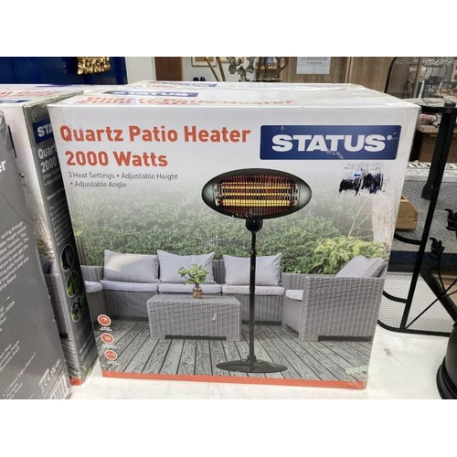 479 - Boxed Status Quartz patio heater 2000w with 3 settings and adjustable height and angle (NEW)