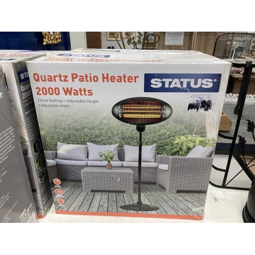 480 - Boxed Status Quartz patio heater 2000w with 3 settings and adjustable height and angle (NEW)