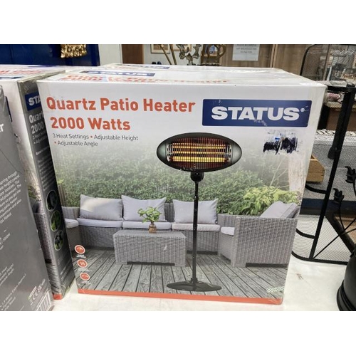 481 - Boxed Status Quartz patio heater 2000w with 3 settings and adjustable height and angle (NEW)