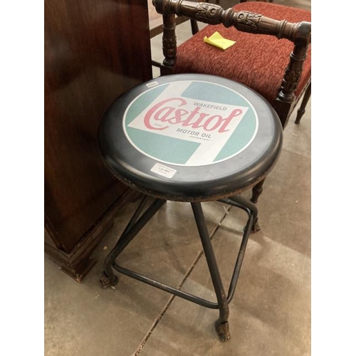 491 - Reproduction metal 'Castrol' stool 54H 40cm diameter