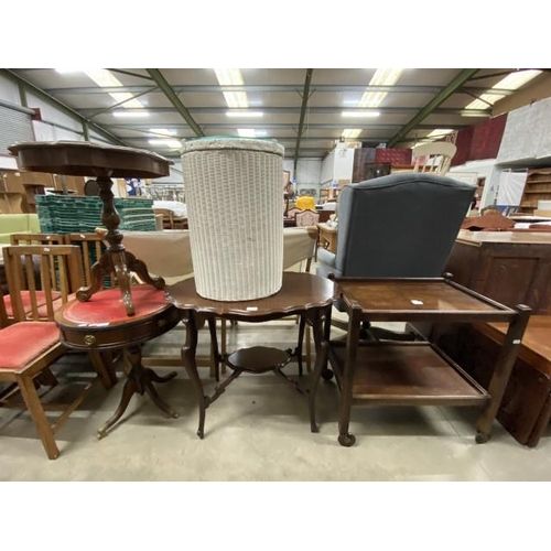 59 - Mahogany with red leather inset drum table 61H 51cm diameter, Italian style mahogany lamp table 61H ... 