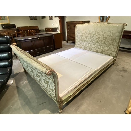 76 - French upholstered king-size bed frame with a bed base 117H 159W 240D