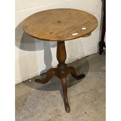 78 - Georgian oak tripod table 71H 59cm diameter