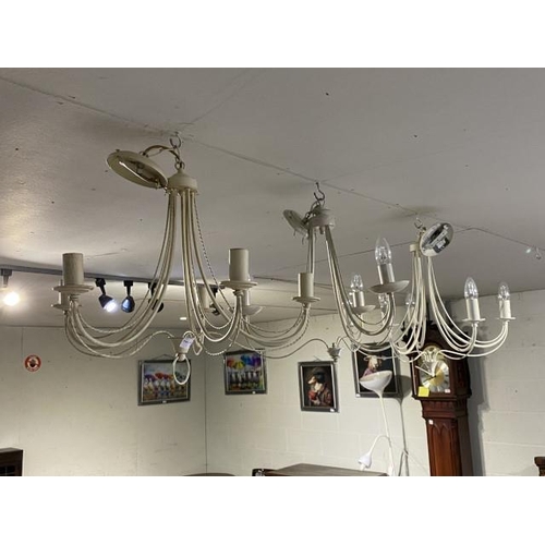 83 - 3 white/cream 5 branch chandeliers