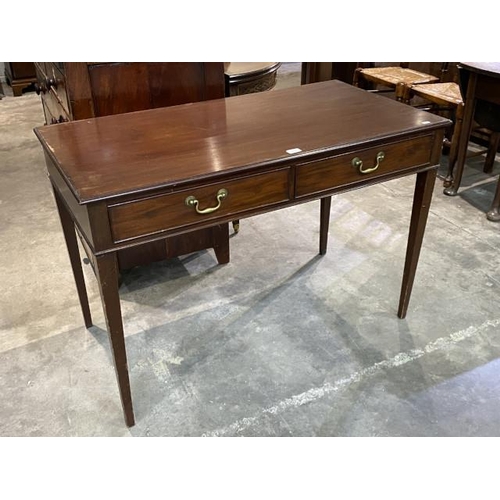 90 - 19th century mahogany two drawer table, circa 1810 76H 112W 59D