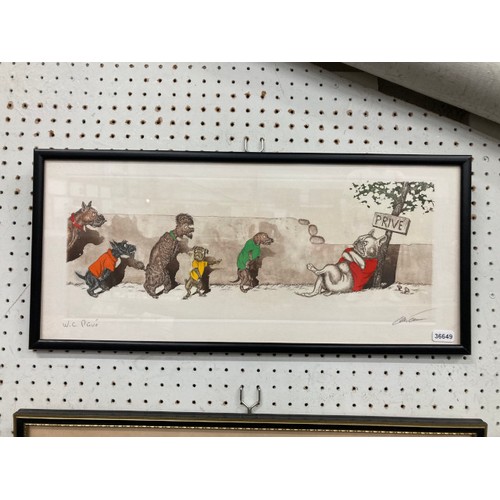 354 - 3 framed signed Boris O'Klein (1893-1985) 'Dirty Dogs Of Paris' coloured etchings, 'Each In Turn', '... 