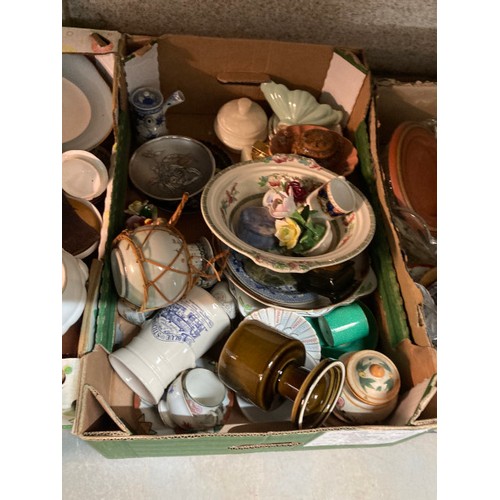 449 - 12 boxes of assorted collectables including part tea sets, teapots, mugs, jugs including Wade, Edinb... 