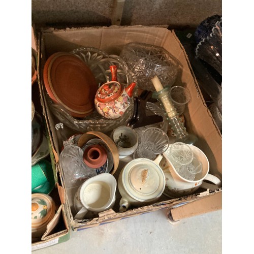 449 - 12 boxes of assorted collectables including part tea sets, teapots, mugs, jugs including Wade, Edinb... 