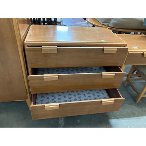 32 - Mid century Loughborough for Heals, London walnut and beech chest of drawers 77H 85W 49D and a match... 