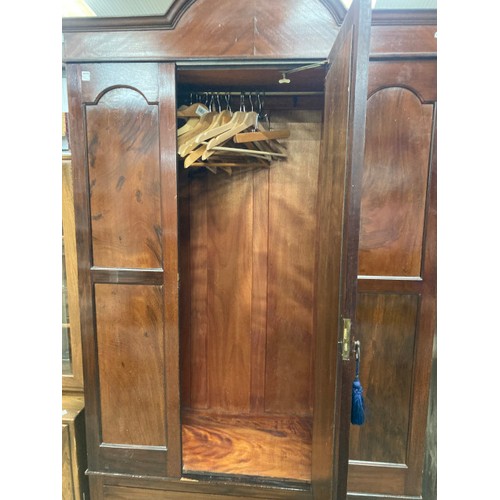 153 - Victorian mahogany mirror door wardrobe 214H 122W 48D