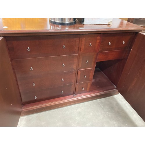 167 - Mahogany two door cupboard/sideboard with drawers to the interior 87H 122W 53D & an Edwardian mahoga... 