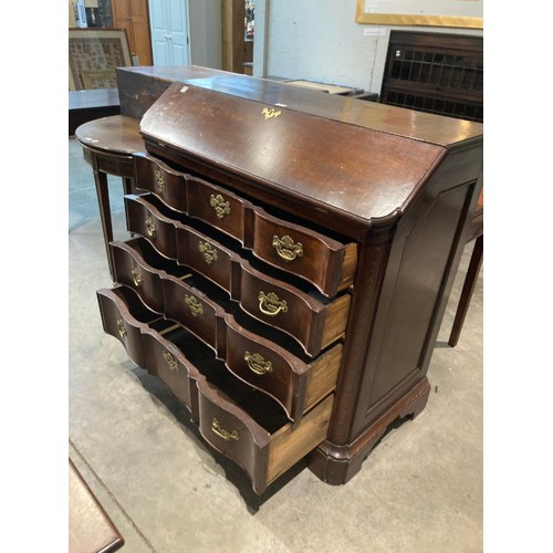 88 - Chippendale style mahogany bureau 106H 112W 53D