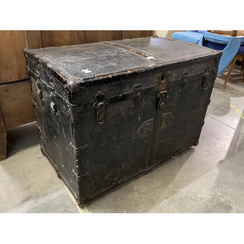 37 - Victorian  travelling trunk 66H 92W 53D (as found)