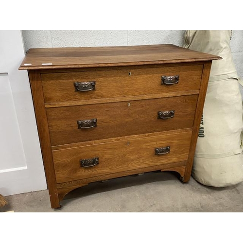 4 - Edwardian oak chest of drawers 82H 92W 50D