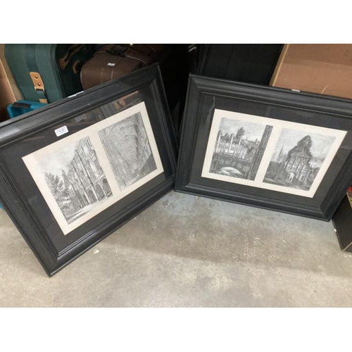 491 - 2 framed sets of Italian architecture prints 52x67cm