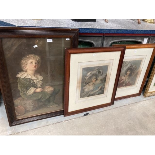 503 - 3 framed classical portrait prints 82H 59W and 69H 60W (2)