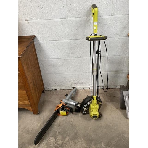 7 - Titan TTB355CHN electric chain saw & Ryobi RLT 5027 edge trimmer