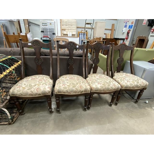 74 - 4 Victorian mahogany framed dining chairs 46W