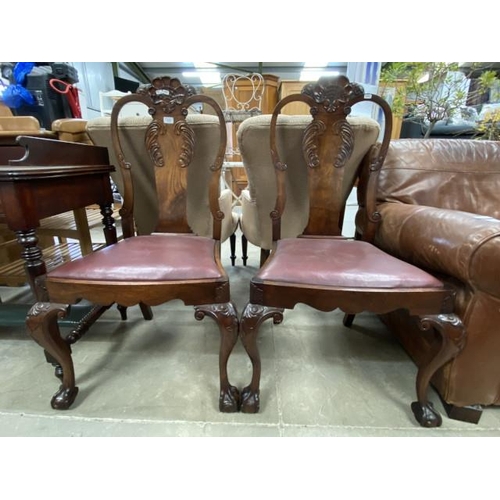 82 - Pair of mahogany George l style hall chairs