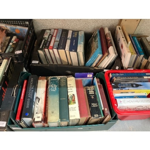 496 - 11 boxes of assorted hard back books on themes of War, Military, Ancient Civilizations, Age of Wonde... 