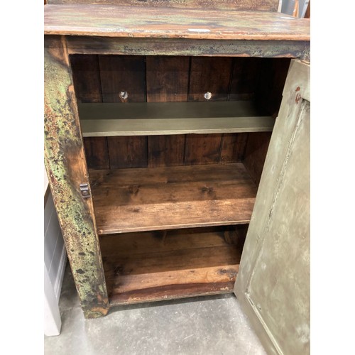 70 - Victorian scumbled pine school cupboard with one key 97H 68W 40D